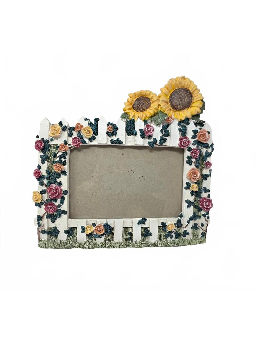 Vintage 1994 Figi Graphics Sunflower Garden Fence 4x6 Picture Frame